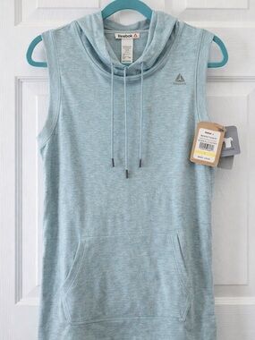 Reebok Sleeveless Hooded Tunic in Heather Aqua